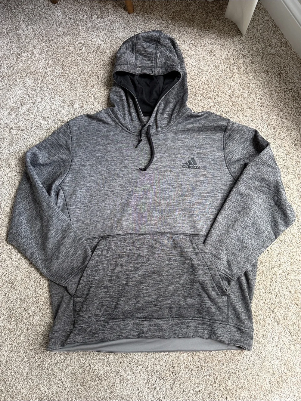 ADIDAS ClimaWarm Heathered Gray/Black Athletic Hoodie